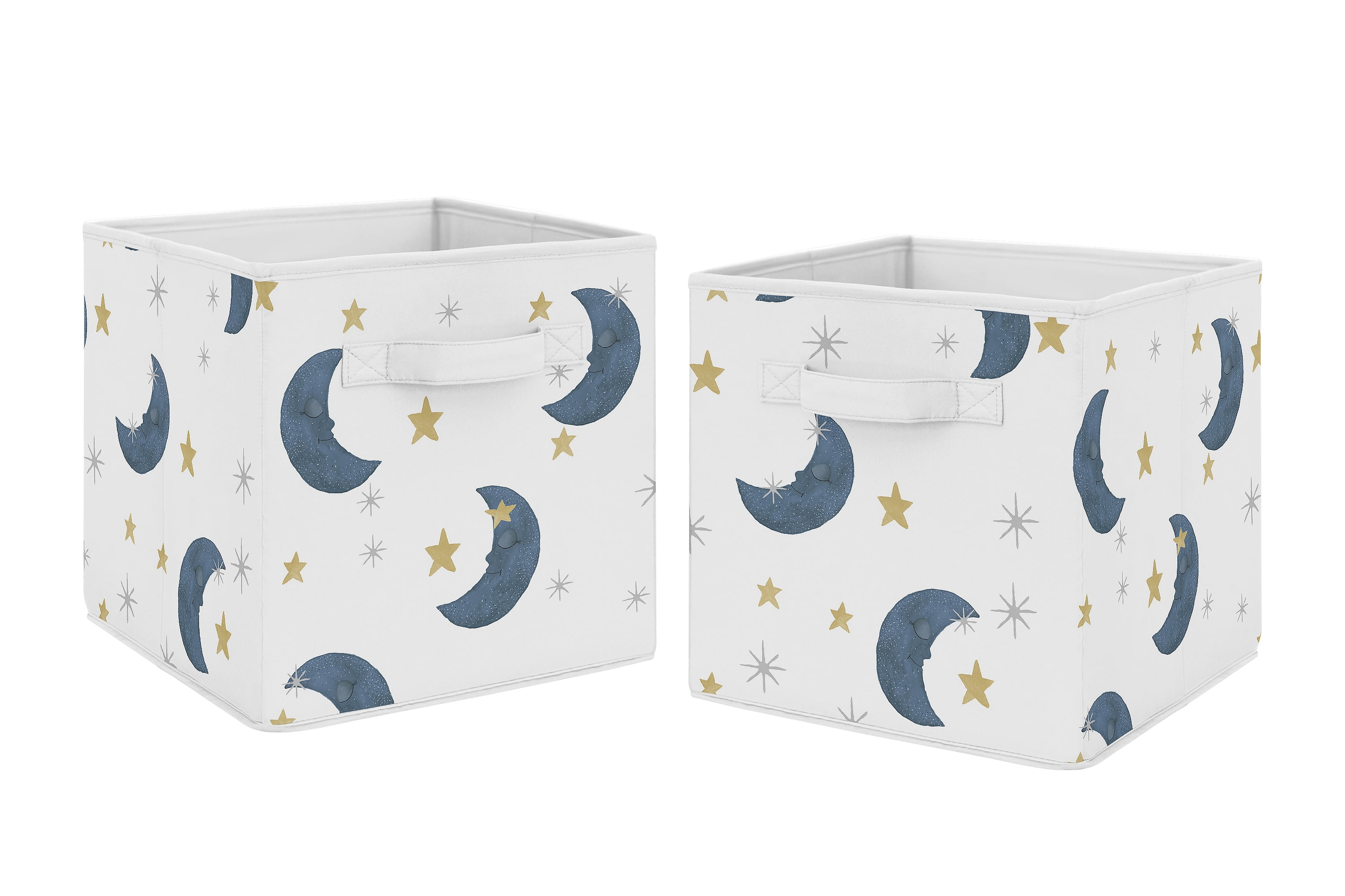 Navy and Gold Moon and Stars Foldable Fabric Storage Cubes