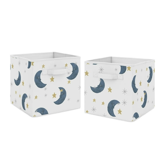 Moon and Stars Fabric Storage Bin (Set of 2) by Sweet JoJo Designs