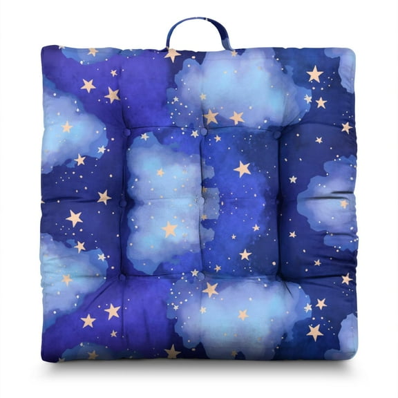 Moon and Stars Floor Seating Pad, Thick Meditation Cushion for Adults, Oversized Square Shape, Perfect for Yoga & Tea Ceremony