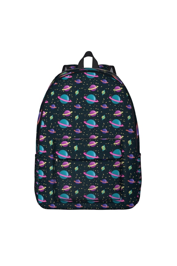 Moon and Stars Galaxy Backpack, Celestial Rocket Astronaut School Daypack, Outer Space Cosmic Nebula Bookbag