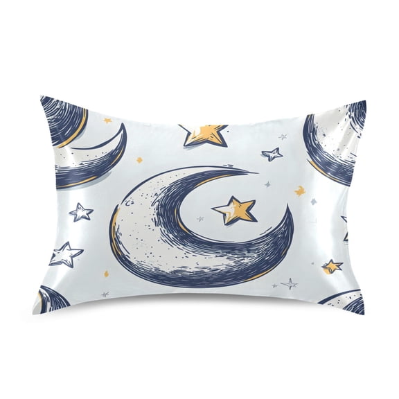 Moon and Stars Luxury Silky Soft Pillowcase Standard Size Wrinkle Resistant Envelope Closure 20x26in