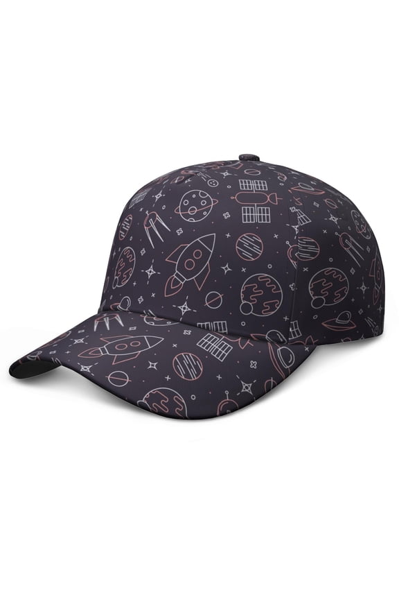 Moon and Stars Nebula Baseball Cap - Structured 6-Panel Hat for Sci-Fi Lovers