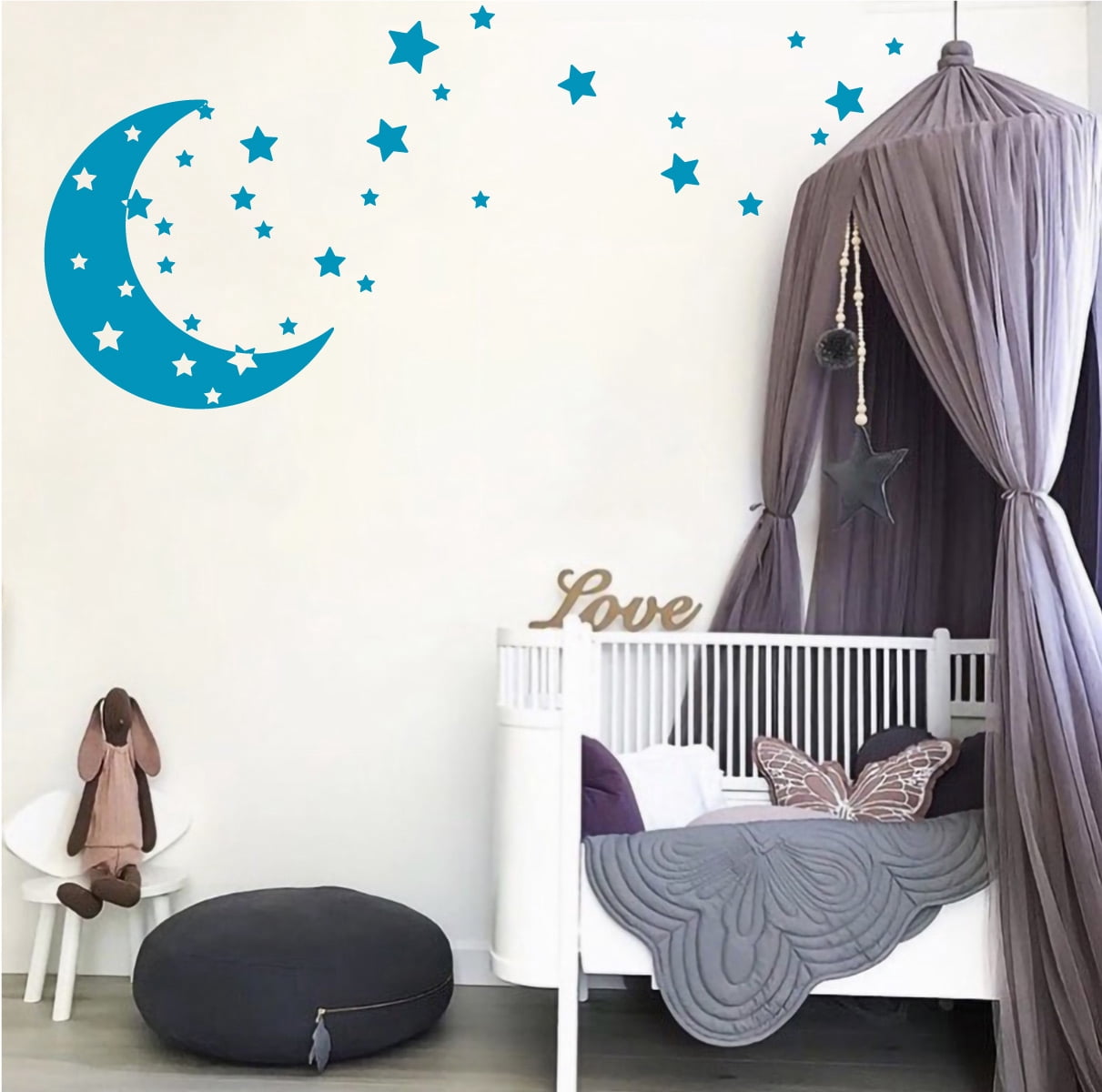 Moon and Stars Night Sky Vinyl Wall Art Decal Sticker Design for ...
