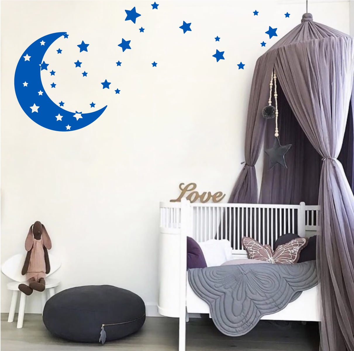Moon and Stars Night Sky Vinyl Wall Art Decal Sticker Design for ...
