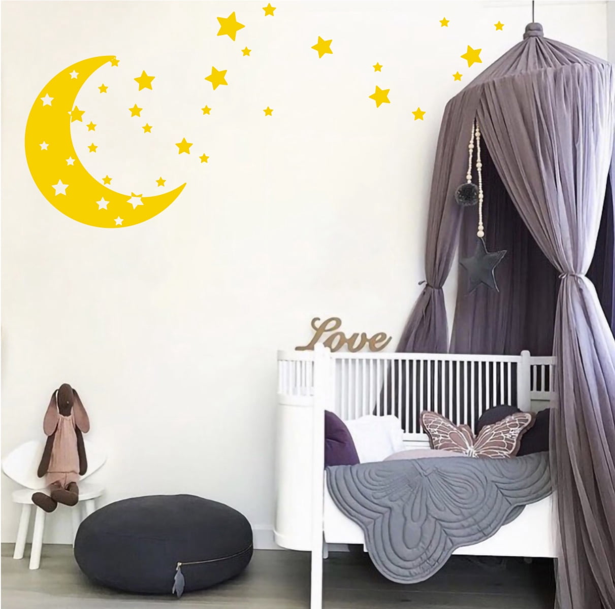 Moon and Stars Night Sky Vinyl Wall Art Decal Sticker Design for ...