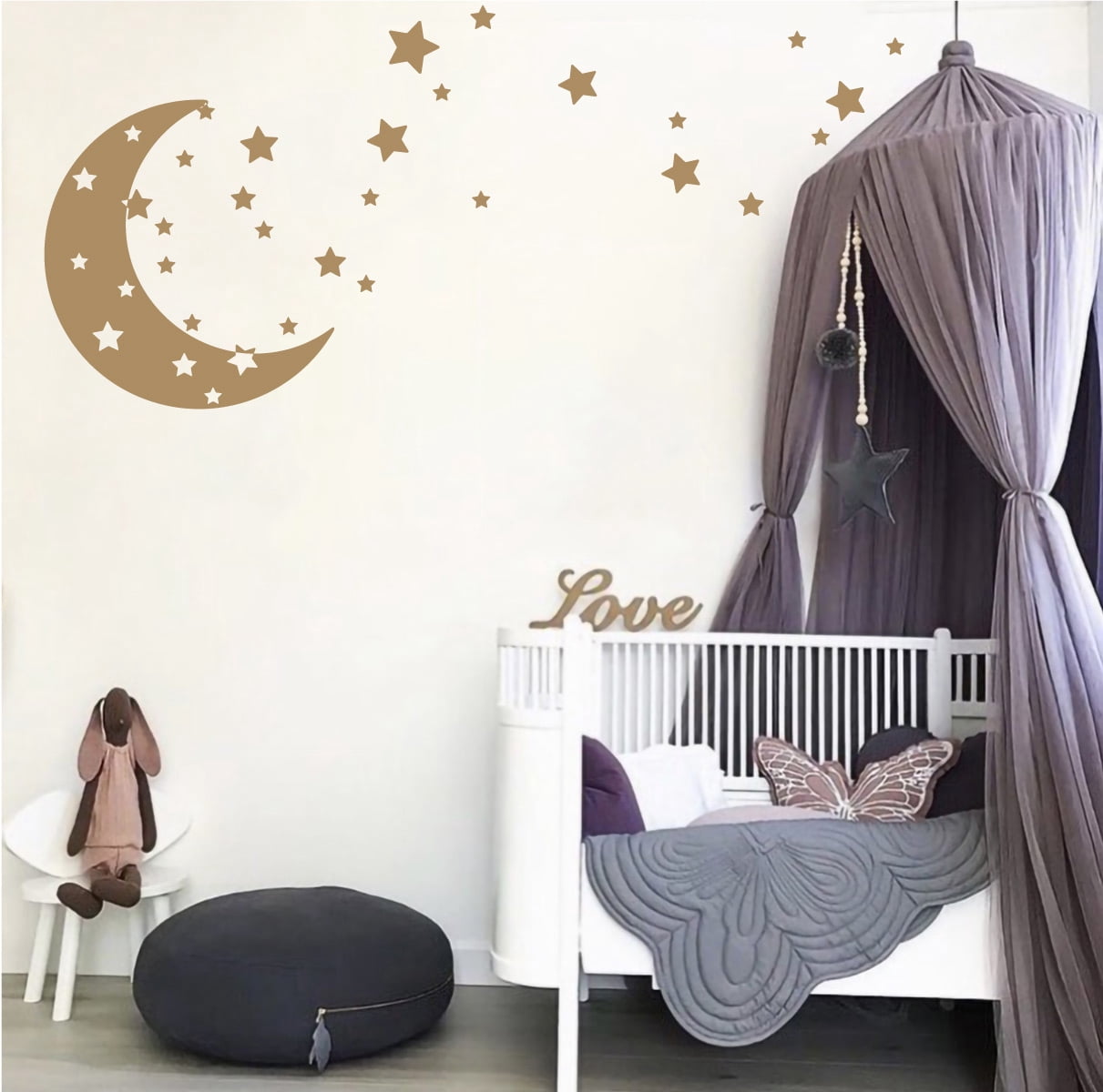 Moon and Stars Night Sky Vinyl Wall Art Decal Sticker Design for ...