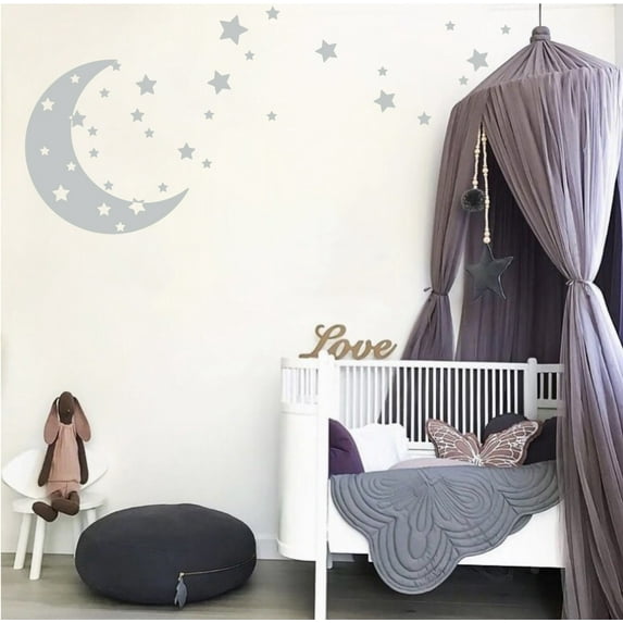 Moon and Stars Night Sky Vinyl Wall Art Decal Sticker Design for Nursery Room DIY Mural Decoration