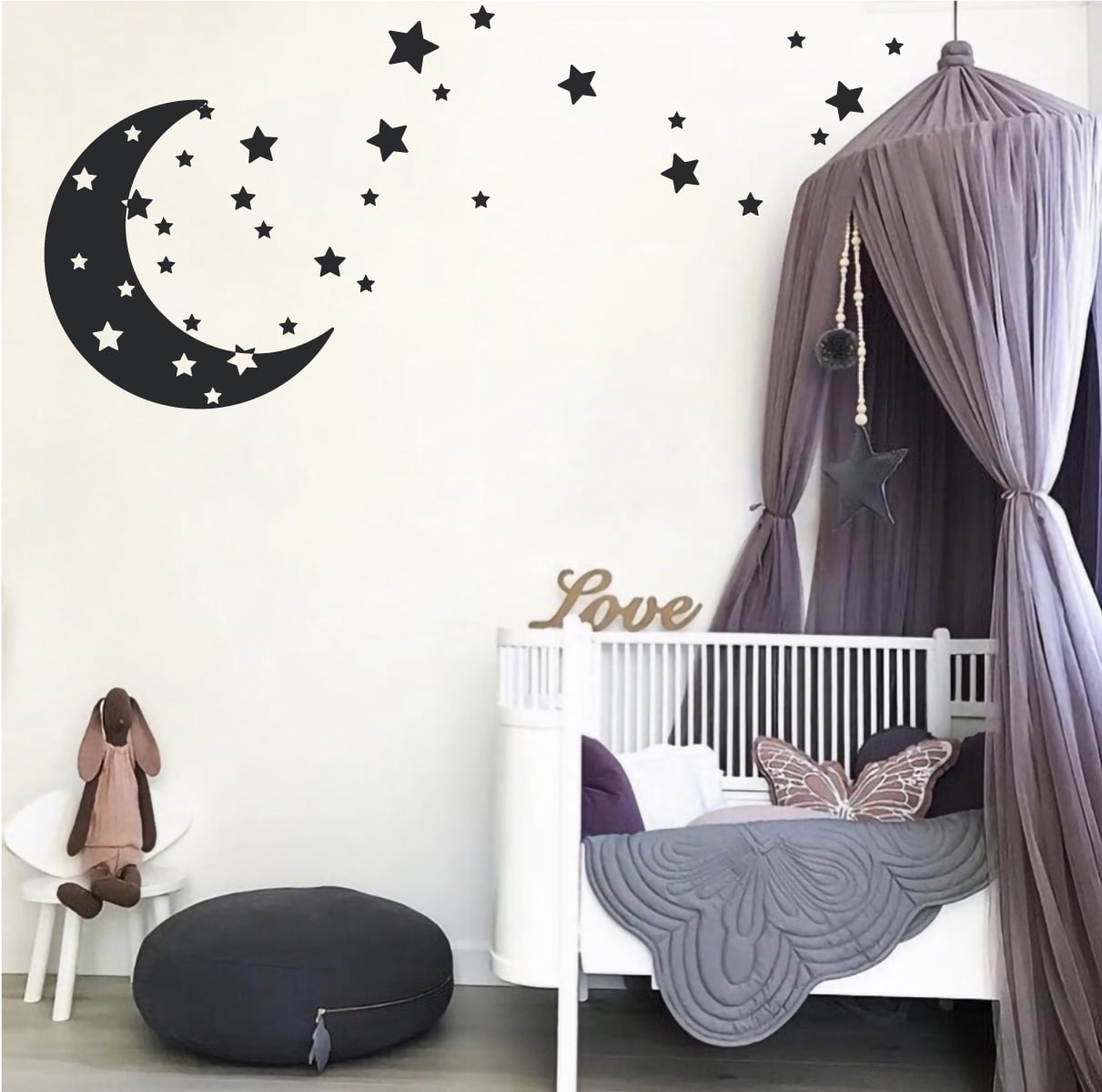 Moon and Stars Night Sky Vinyl Wall Art Decal Sticker Design for ...
