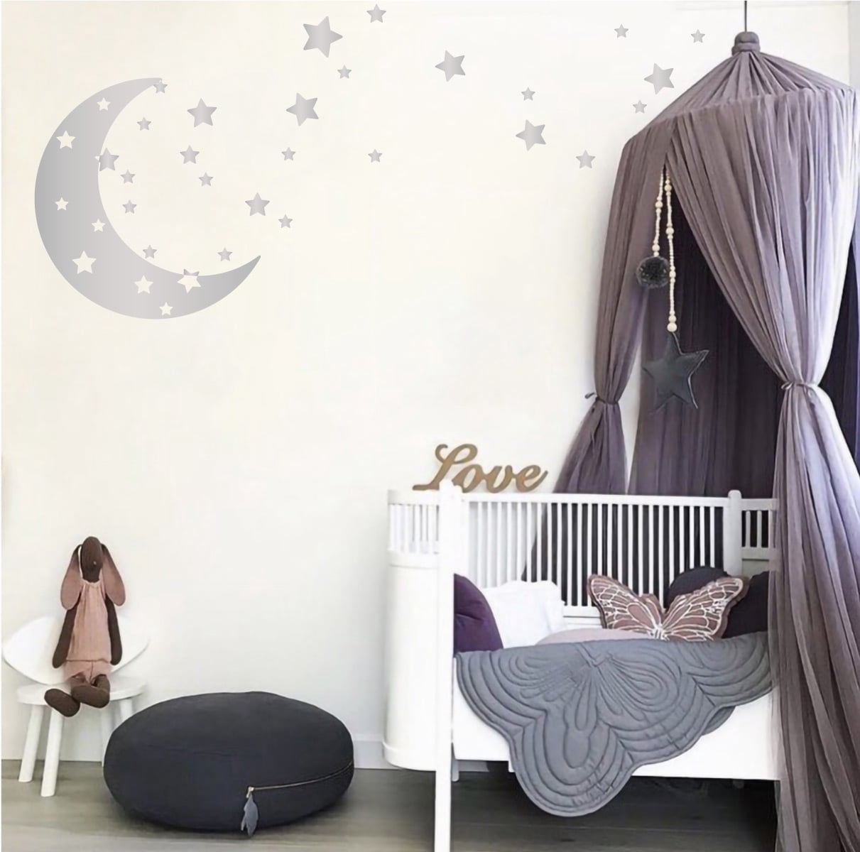 Moon and Stars Night Sky Vinyl Wall Art Decal Sticker Design for ...