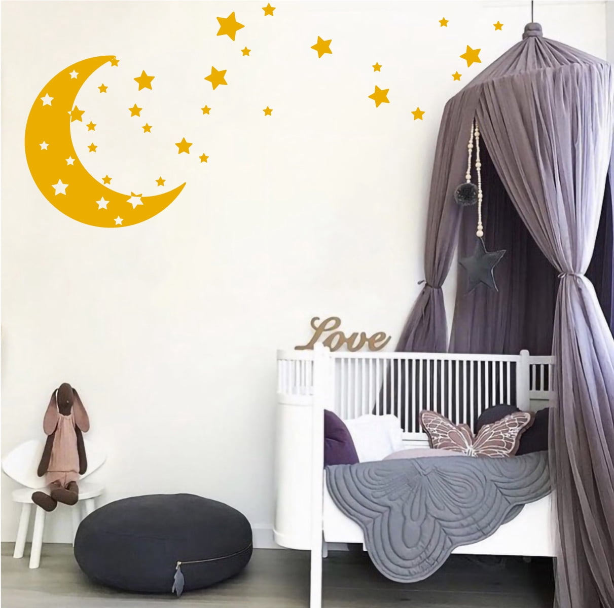 Moon and Stars Night Sky Vinyl Wall Art Decal Sticker Design for ...