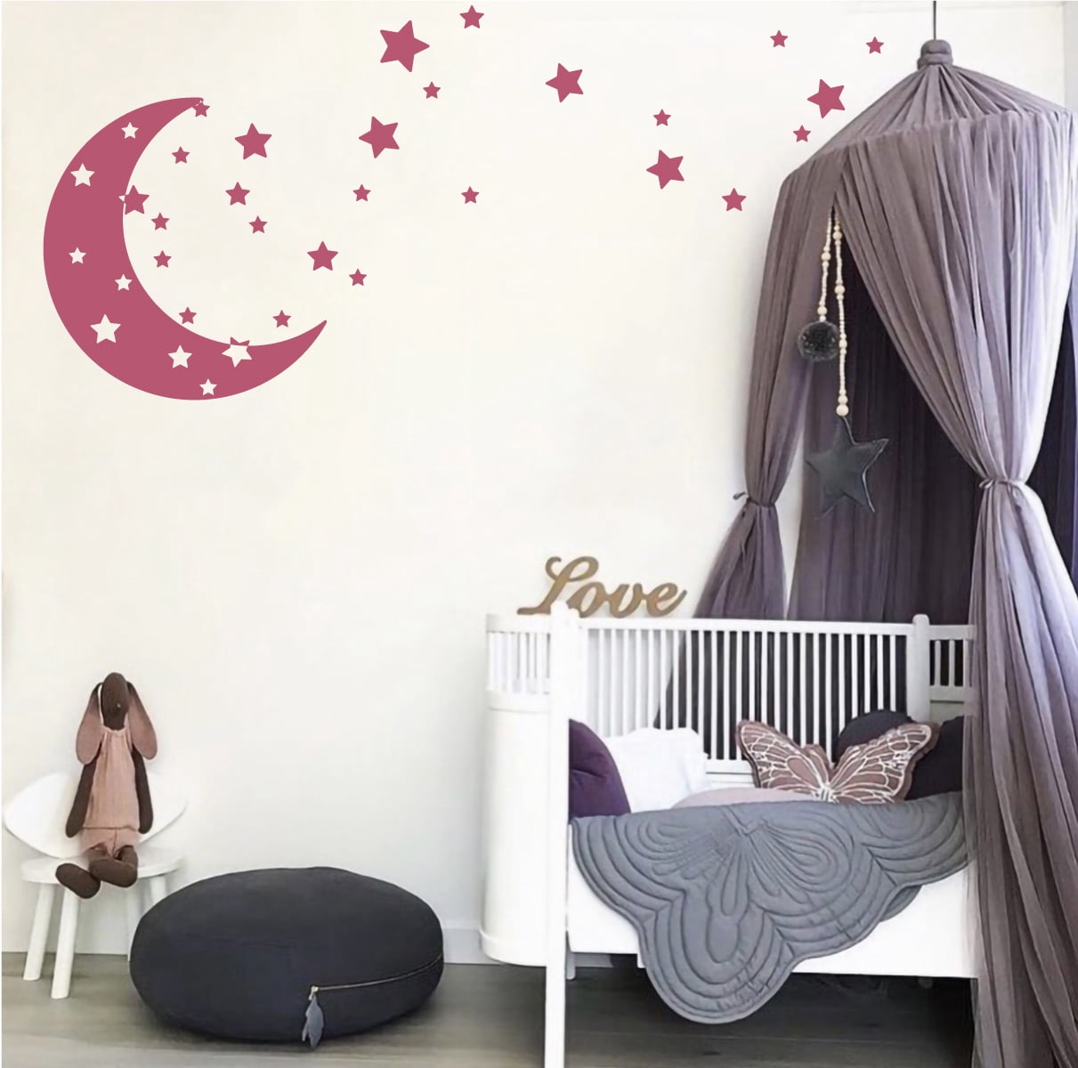 Moon and Stars Night Sky Vinyl Wall Art Decal Sticker Design for ...