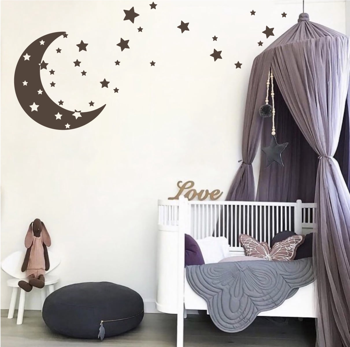 Moon and Stars Night Sky Vinyl Wall Art Decal Sticker Design for ...