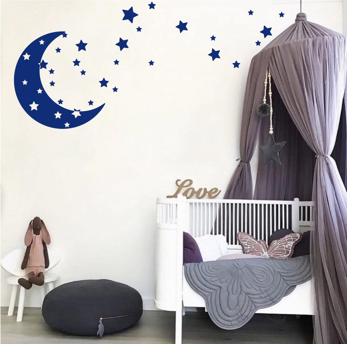 Moon and Stars Night Sky Vinyl Wall Art Decal Sticker Design for ...