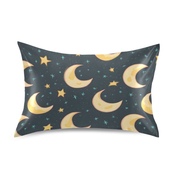 Moon and Stars Pillowcase Standard Size Luxury Silky Soft Wrinkle Resistant Envelope Closure 20x26in