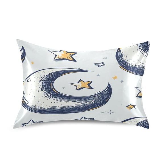 Moon and Stars Satin Pillowcase 20''x26'' Double-Sided Print Soft Wrinkle Resistant