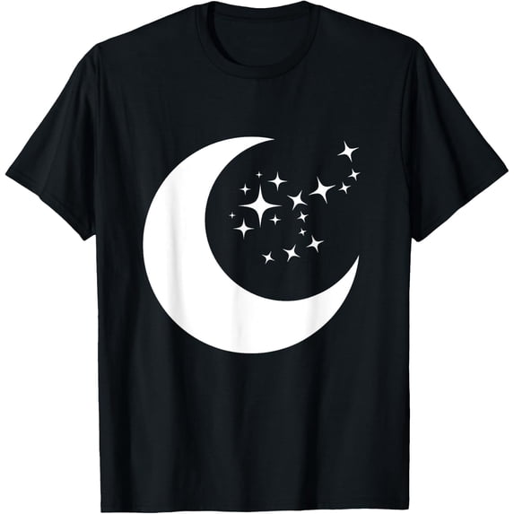 Moon and Stars T-Shirt men and women can wear, black, white, gifts