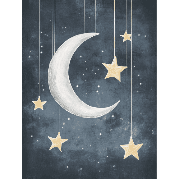 Moon and Stars Wall Art/Canvas Print Suitable for Bedroom Decor Living Room Decor Nursery Decor Bathroom Decor and Office Decor.