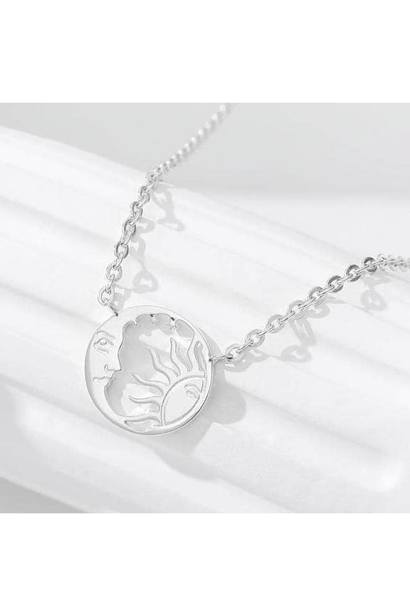 Moon and Sun Necklaces Gifts For Women Stainless Steel Gothic Jewelry Fashion