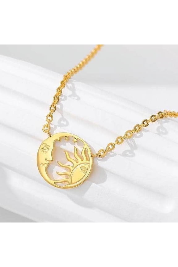 Moon and Sun Necklaces Gifts For Women Stainless Steel Gothic Jewelry Fashion