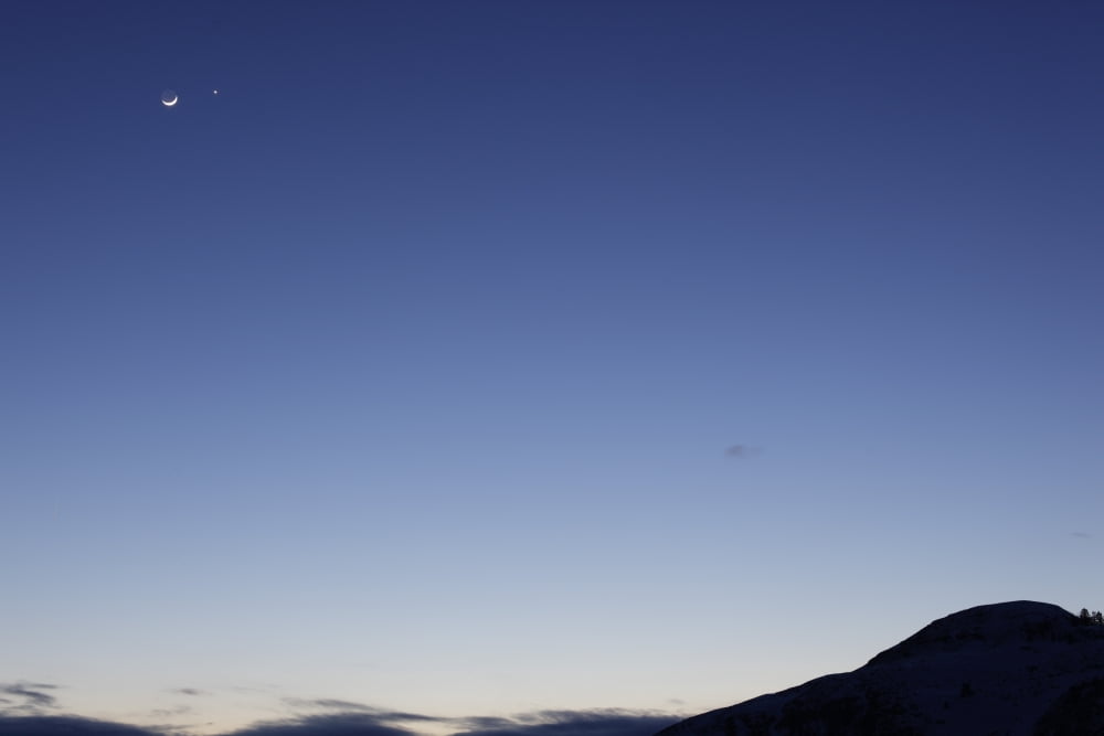 Moon and Venus Conjunction Canvas Art - Yuichi TakasakaStocktrek Images (35 x 23)