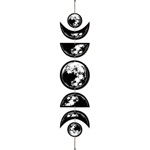 Moon ase Wall Decor Oho Wall Hanging Decor Wood Wall Art Long Display Bedroom Living Room Door Apartment Bar Store Ornament Decoration Gift Housewarming Party Moon Surface 31x6.3 Inch 1pc