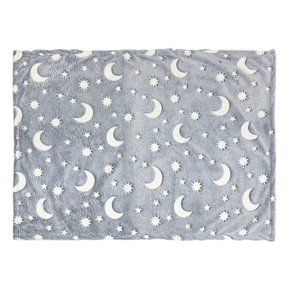 Moon glowing blanket in the darkness, star gift, Christmas soft glowing blanket, winter warm cushionS 60*40cm grey