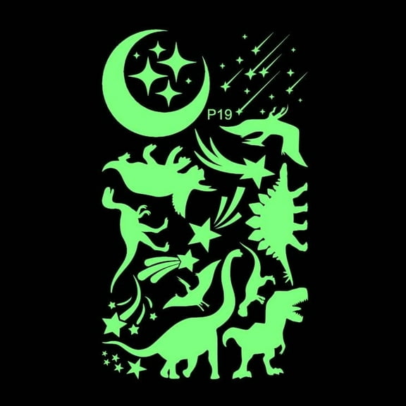 Moon meteorite Dinosaur Collection Vinyl Decal Sticker Luminescent Neon Glow Lime Green Industrial Grade USA-Made Wall Bumper Window Kid Room 15" inch Large sheet