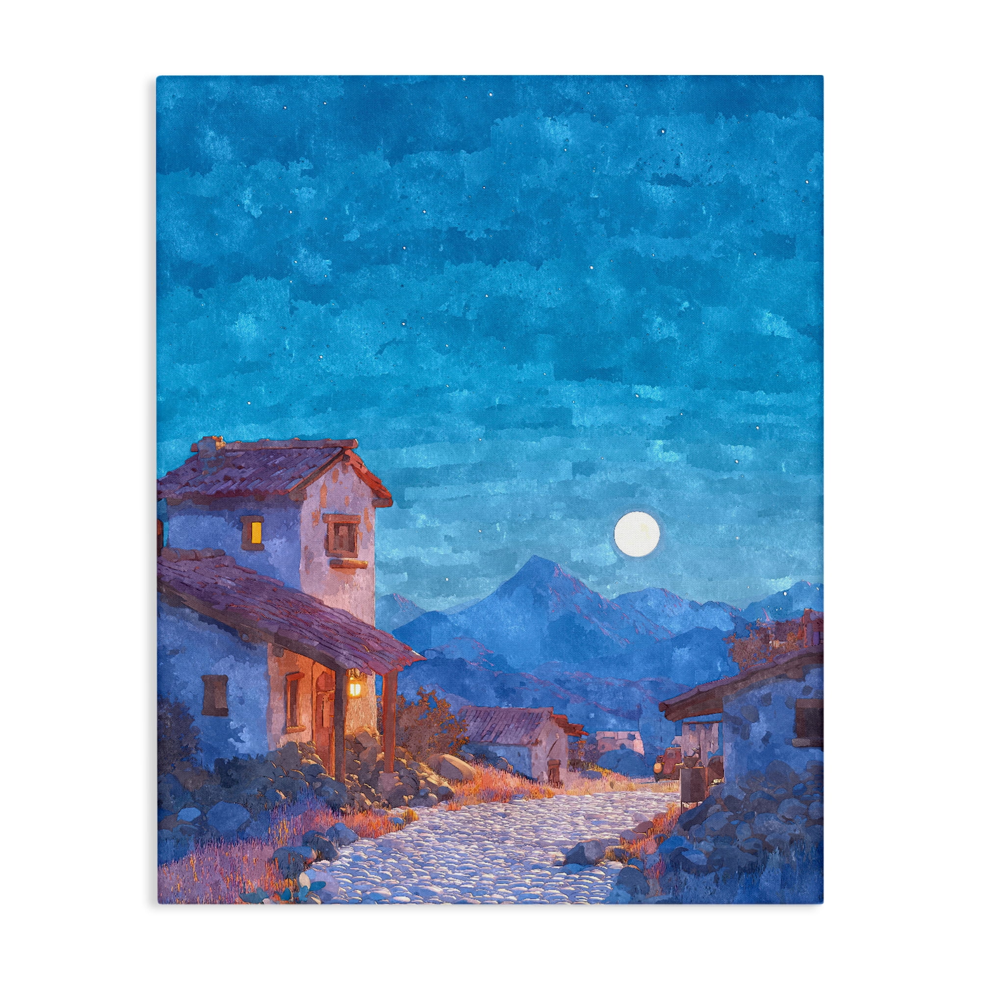 Moon over Quiet Town Canvas Wall Art, design by Ziwei Li