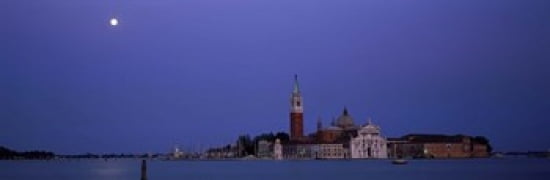 Moon over San Giorgio Maggiore Church Venice Italy Canvas Art - Panoramic Images (36 x 12)