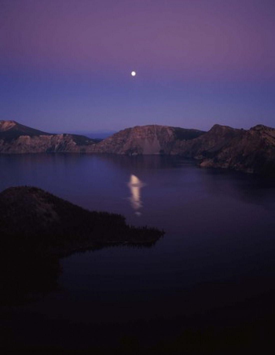 Moon reflection in the Crater Lake Crater Lake National Park Oregon USA Canvas Art - Panoramic Images (28 x 36)