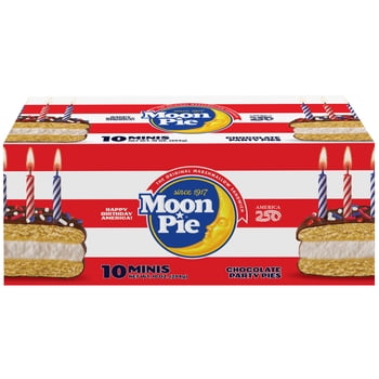 MoonPie America's Birthday Chocolate Mini Party Pies, 10 Count – Marshmallow Snack Cakes for America 250 Celebrations