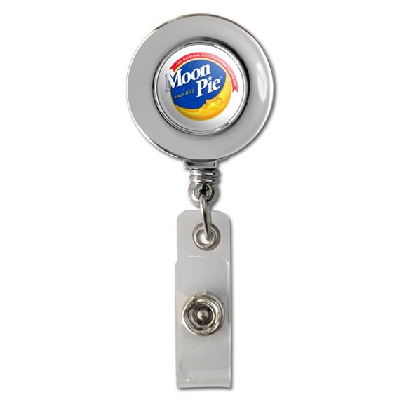 MoonPie Logo Retractable Reel Chrome Badge ID Card Holder Clip