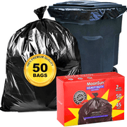 MoonSun Trash Bags Contractors 40-45 Gallon 2.0 Mil 50 Count Large Garbage Bags Black, Heavy Duty Garbage Can Liners Outdoor Indoor