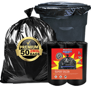 MoonSun Trash Bags Contractors 40-45 Gallon 2.0 Mil 50 Count Large Garbage Bags Black, Heavy Duty Garbage Can Liners Outdoor Indoor