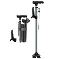 thumbnail image 1 of MoonSun Walking Cane for Men Women, Foldable Adjustable Collapsible Walking Stick with Two Comfort Handle,LED Flashlight, Pivoting Quad Base Standable Folding Cane for Seniors Adults Black, 1 of 10