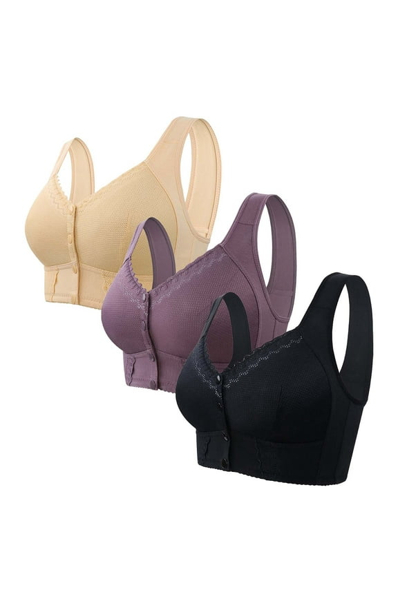 Moona Bra For Senior Front Closure Breathable Bra For Seniors Wirefree Bras For Older Women, Bras for Side Sleeper Comfort, Bras with No Tags for Sensitive Skin, Bras for High Neck Tops