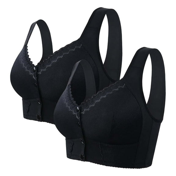Moona Bra For Senior Front Closure Breathable Bra For Seniors Wirefree Bras For Older Women, Bras for Yoga with Strap Convertibility, Bras with Anti-Slip Grips on Band
