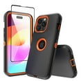 thumbnail image 1 of Moonbay for iPhone 17 Pro Case with Screen Protector Military Grade Heavy Duty Protection 3 in 1 Shockproof Durable Detachable iPhone 17 Pro 6.3 inch 2025 Phone - Black+Orange, 1 of 5