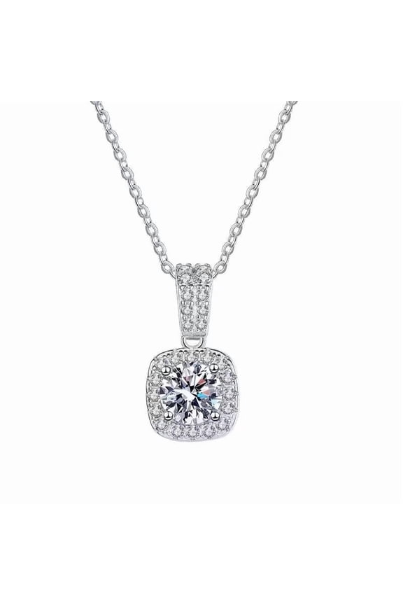 Moissanite Pendant Necklace for Women,1 Carat Lux Necklace Gift for Wife Mother