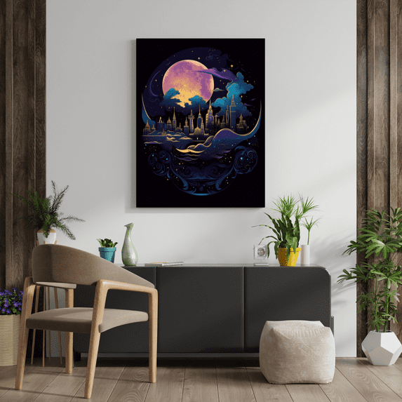 Moonbeams and Magic - Celestial Moon Magic Canvas Wall Art