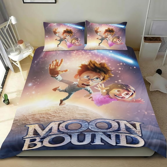 Moonbound Themed Bed Sheet Set Three Piece Set 36x75 Inches Comfortable And Skin Friendly Unique Design Creating A Star Studded Night Home Decor Gifts For Family Friends fans