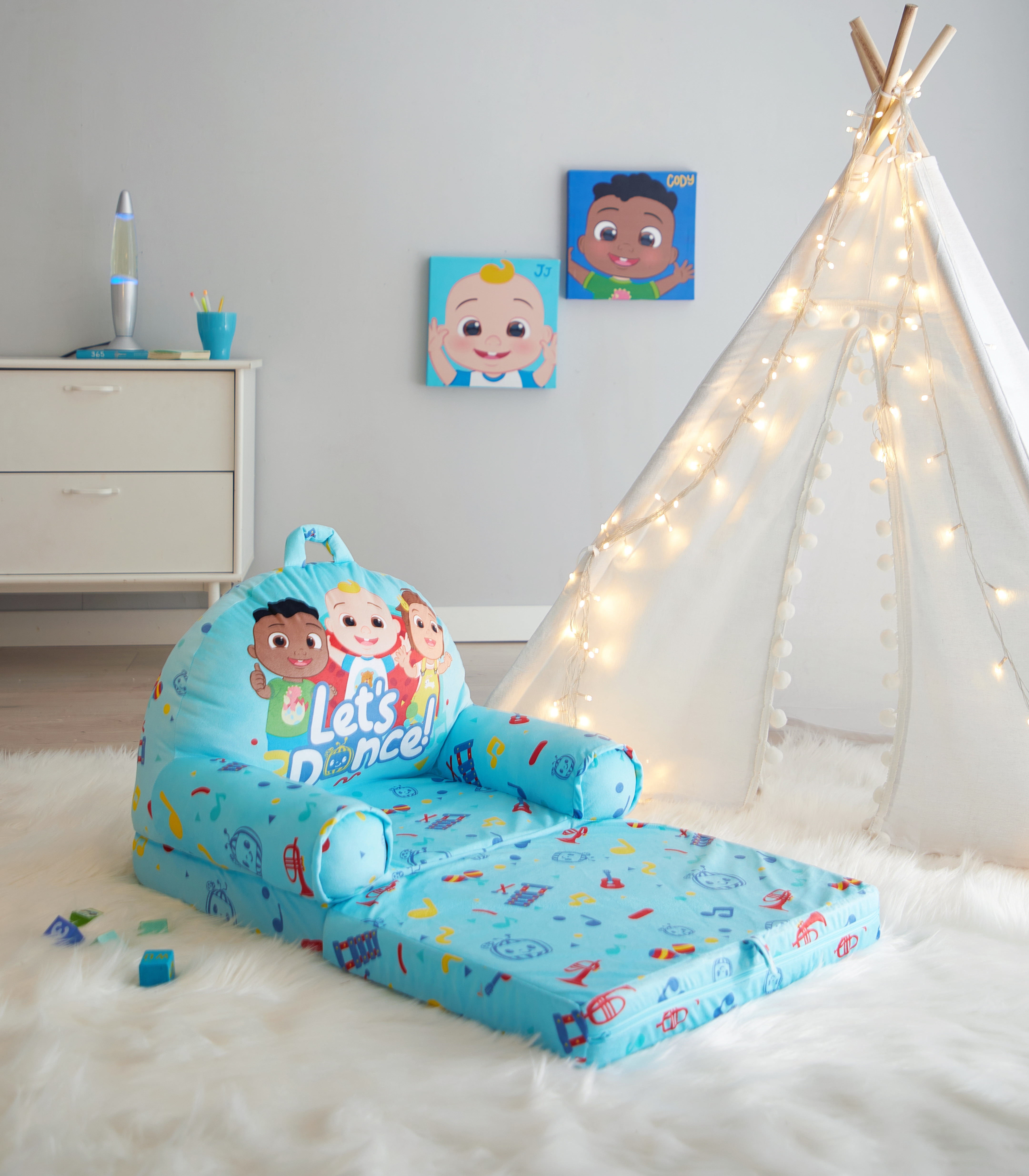 Moonbug Cocomelon 2-in-1 Flip Out Chair Blue for Toddler