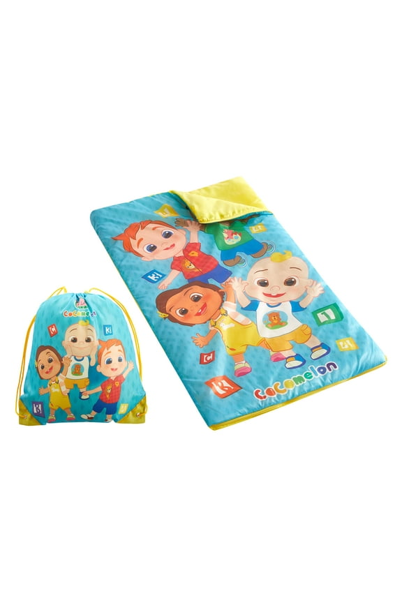 Moonbug Cocomelon Kids' Sling Bag Slumber Set (Sleeping Bag & Pillow)
