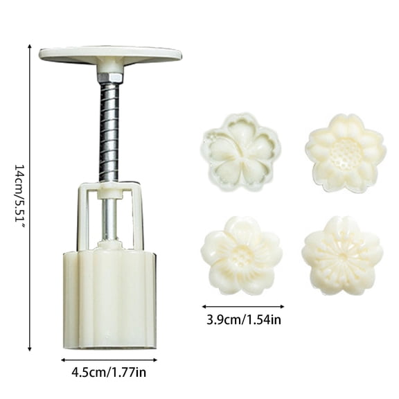 Mooncake Mold 4pcs 3D Cherry Stamps Hand Press Moon Cake Pastry