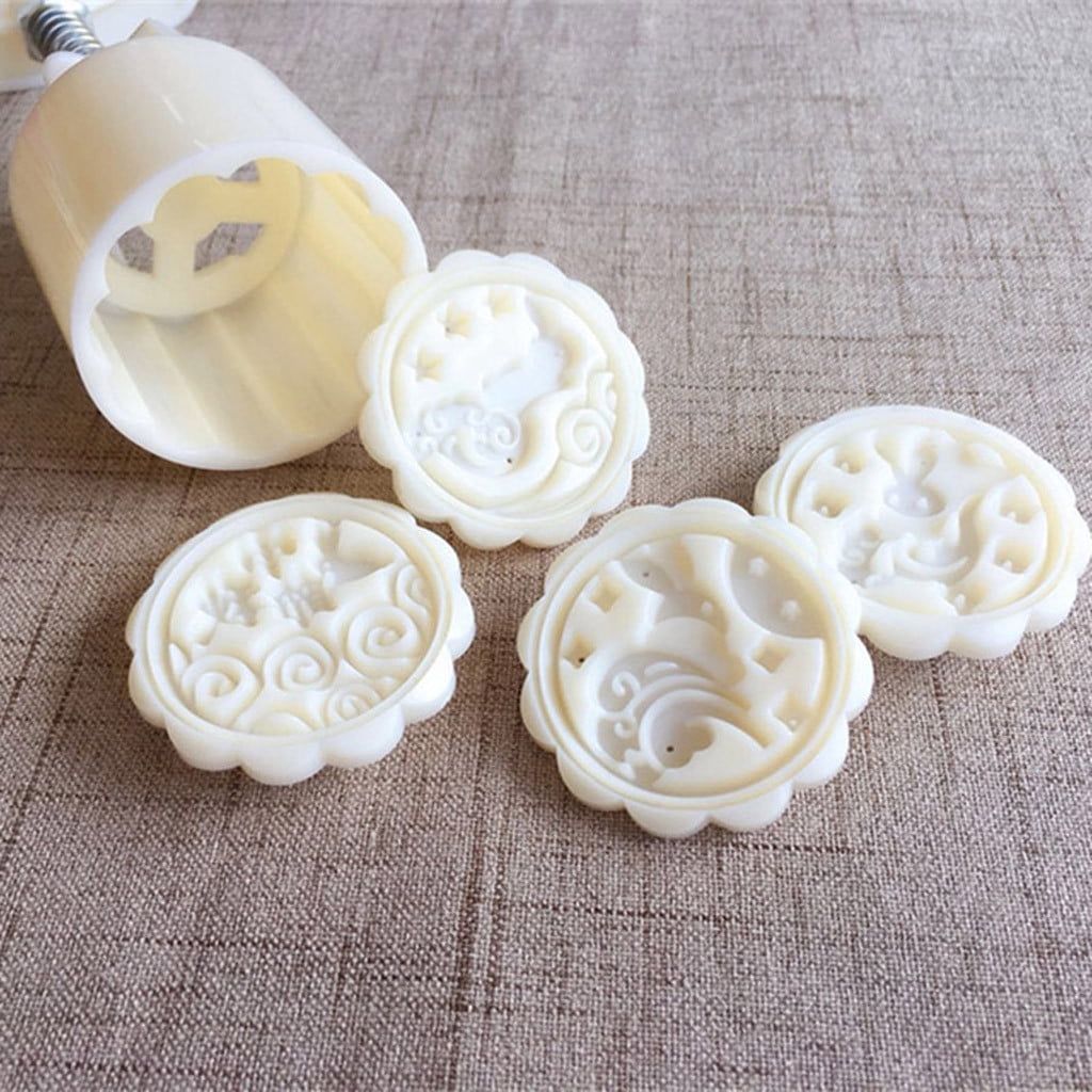 Mooncake Mold Flower Midautumn Festival Hand Press Moon Cake Cutter