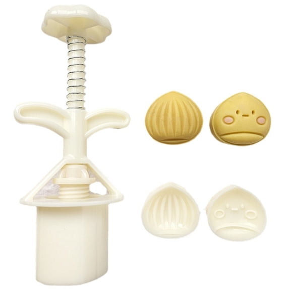 Mooncake Mold Press Set with 2 Stamps Practical Chestnut Shape Press Mold for DIY Cake Cookie Biscuit Dessert Making
