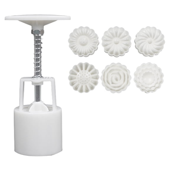 Mooncake Press Molds, Chinese Flower Moon Cake Press Mold, Hand Pressed Mooncake Dessert DIY, Moon Cake Puff Pastry Mold with Stamps for Various Holidays, Parties - style:style1