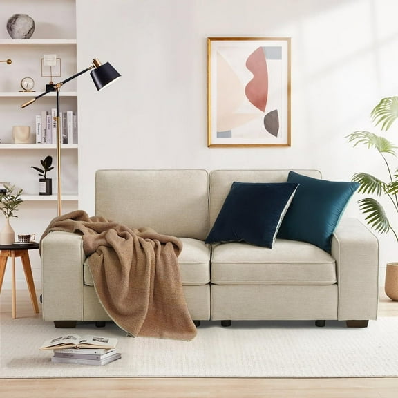 Mooncast Modern Loveseat Sofa for Living Room with Removable Sofa Cushion and Detachable Sofa Cover, Small Sofa for Small Space, Beige