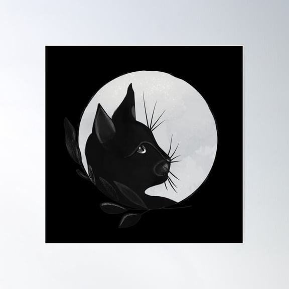 Mooncat Poster Wall Art, Modern Wall Decor For Living Room Bedroom, 16x16 UNFRAMED