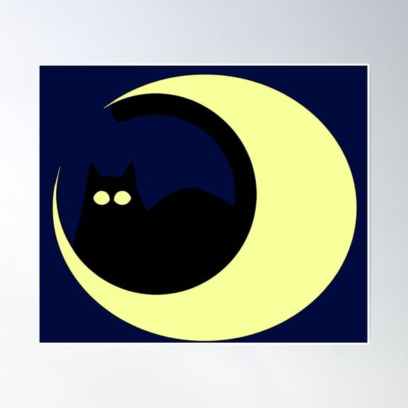 Mooncat Poster Wall Art, Poster Only